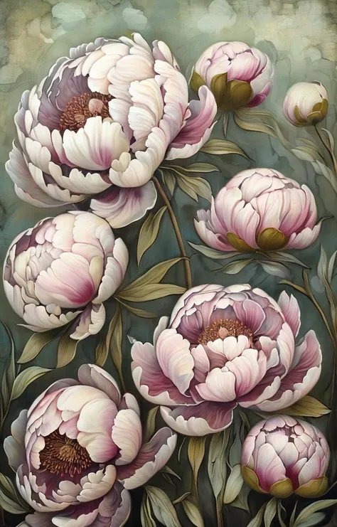 masterpiece,best quality,<lora:tbh148-sdxl:1>,illustration,style of Amanda Clark, decaying peonies