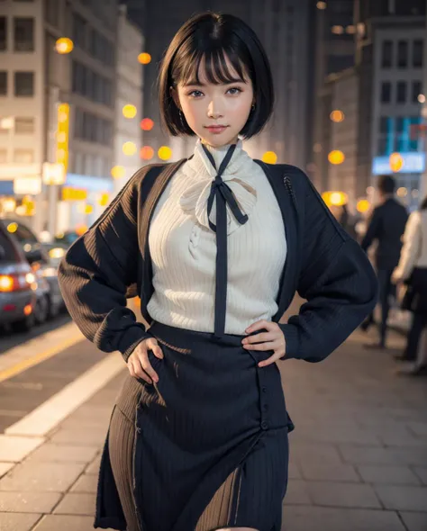 pureerosface_v1, best quality, photorealistic, 8k, high res, 1girl, woman, (skindentation), (portrait:0.6), parted lips, smile, ((cityscapebackground:2)), ((highneck sweater:1.8)), straight-looking at viewer:1.8, (1girl eyes looking at viewer:1.45, medium-length hair, blackhair, partedbangs:1.45), photorealistic, (bokeh),   <lora:CBAV-nozomi:0.7>