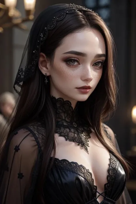 close-up shot, woman, gothic make-up, detailed skin, light freckles, shallow depth of field, OverallDetail <lora:more_details:0.3> shiny, shiny hair, shiny skin, shiny clothes <lora:Insertion:0.4> <lora:DetailedEyes_xl_V2:0.5>