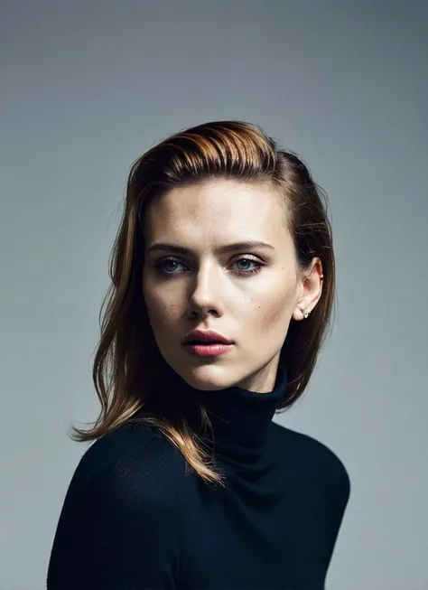 analog style, modelshoot style, A stunning intricate full color portrait of (sks woman:1), wearing a black turtleneck, epic character composition, by ilya kuvshinov, alessio albi, nina masic, sharp focus, natural lighting, subsurface scattering, f2, 35mm, film grain, <lora:locon_scarlett_v1_from_v2_64_32:1.3>