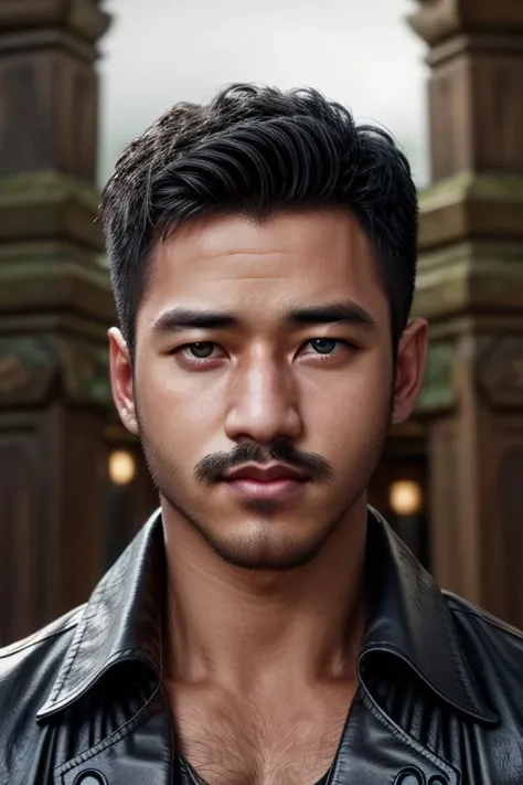 BeardAlpha,Jaimie,syahnk, (Absurdres, Absurd Amount of Details, Intricate Details, Masterpiece, Best Quality, High Resolution, 8k), (1man), (male:1.2), mature, dashing face, finely detailed eyes and face, toned body, masculine appeal, commanding presence, hot stud, bulging biceps and triceps, well-developed quadriceps and hamstrings, light skin, turquoise wavy hair, ruby eyes, standing with one hand on a nearby object and one leg slightly bent, precise and accurate details, danish, portrait, looking down, solo, half shot, detailed background, (high fantasy medieval theme:1.1), nordic medieval raider, fighting stance, norse pagan mythology, blood soaked, simple muted dark blue fur lined leather vest, helmet, mjolnir symbolism, rain, cinematic scene composition, norse dark fantasy atmosphere,, finely detailed background, Depth of Field, VFX,<lora:add_detail:1>,