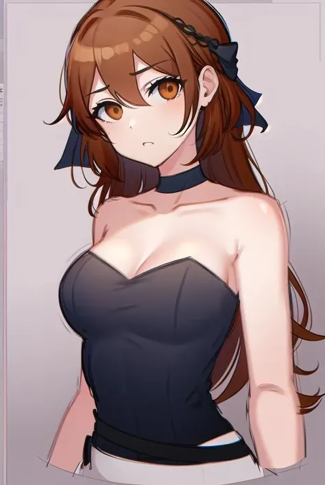 akanetaira, <lora:akanetaira-lora-nochekaiser:0.8>,
akane taira, long hair, brown hair, hair between eyes, (brown eyes:1.5),
BREAK gloves, dress, bow, bare shoulders, collarbone, hair bow, choker, black gloves, elbow gloves, black dress, strapless, black bow, black choker, strapless dress,
BREAK looking at viewer,
BREAK indoors,
BREAK <lyco:GoodHands-beta2:1>, (masterpiece:1.2), best quality, high resolution, unity 8k wallpaper, (illustration:0.8), (beautiful detailed eyes:1.6), extremely detailed face, perfect lighting, extremely detailed CG, (perfect hands, perfect anatomy),