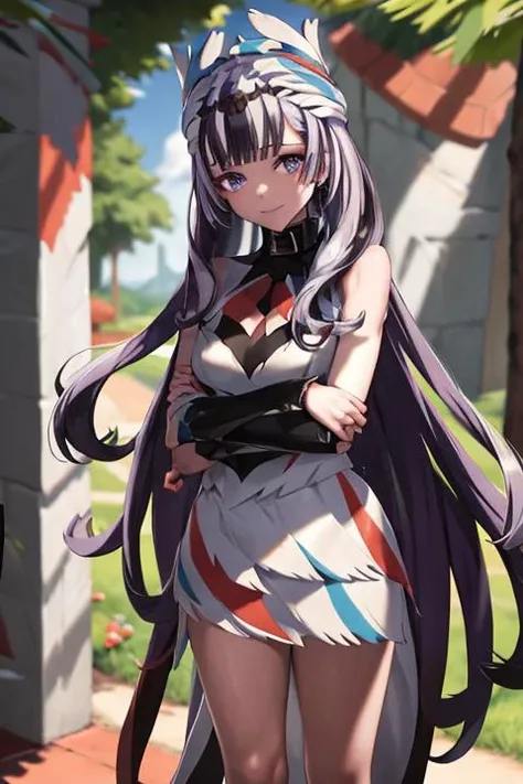 masterpiece, best quality, absurdres, 1girl, standing, light smile, closed mouth, veyle_engage, holding own arm, <lora:Veyle:1>
 <lora:veyleFireEmblemEngage_v10:1>