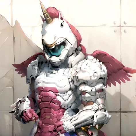 (realistic), doomicorn, wing, visor, 1man, male focus, muscular  <lora:Doomicorn:0.8>