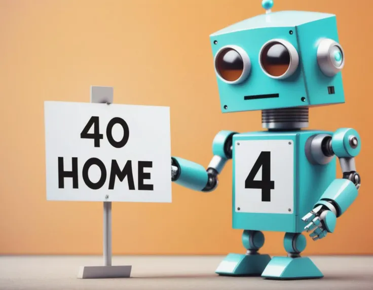 A sad-looking robot holding a 404 error sign, with a caption that says "404 go home." <lora:BetterTextRedmond:0.8>, 404