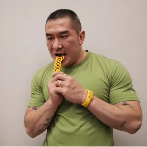 man eat rubber band ,<lora:gan2_video:0.75> ,happy