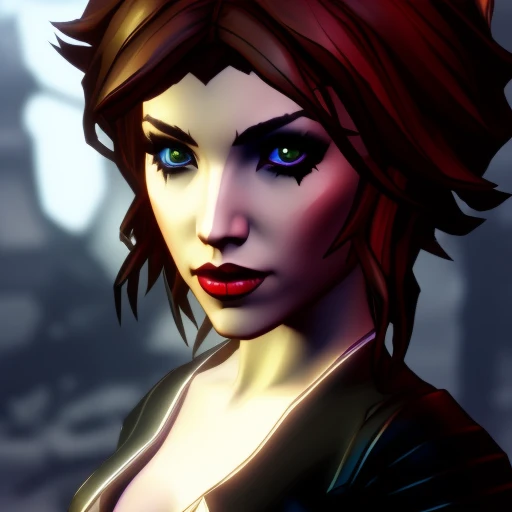 sexy cute brunette, style darkestdungeon, 3D, 3d art, 4k,