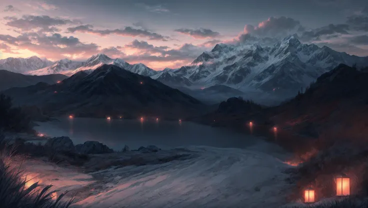 ((masterpiece:1.4,best quality)), cloud, outdoors
(mountains), spring glade, scenery, sky, winter,
(early morning:1.4),morning red, high detail, abundant, 8k, high detail, wallpaper,
<lora:more_details:1.5>, <lora:JW_v2:0.6>