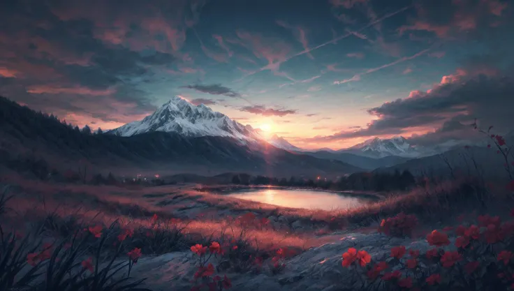 ((masterpiece:1.4,best quality)), cloud, outdoors
(mountains), spring glade, scenery, sky, winter,
(early morning:1.4),morning red, high detail, abundant, 8k, high detail, wallpaper,
<lora:more_details:1.5>, <lora:JW_v2:0.6>