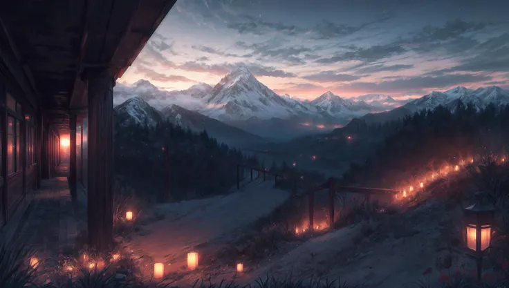 ((masterpiece:1.4,best quality)), cloud, outdoors
(mountains), spring glade, scenery, sky, winter,
(early morning:1.4),morning red, high detail, abundant, 8k, high detail, wallpaper,
<lora:more_details:1.5>, <lora:JW_v2:0.6>