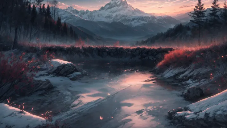 ((masterpiece:1.4,best quality)), cloud, outdoors
(mountains), spring glade, scenery, sky, winter,
(early morning:1.4),morning red, high detail, abundant, 8k, high detail, wallpaper,
<lora:more_details:1.5>, <lora:JW_v2:0.6>