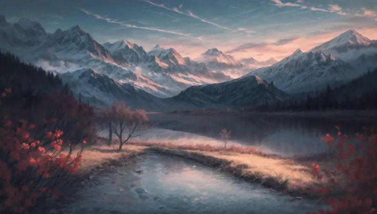 ((masterpiece:1.4,best quality)), cloud, outdoors
(mountains), spring glade, scenery, sky, winter,
(early morning:1.4),morning red, high detail, abundant, 8k, high detail, wallpaper,
<lora:more_details:1.5>, <lora:JW_v2:0.6>