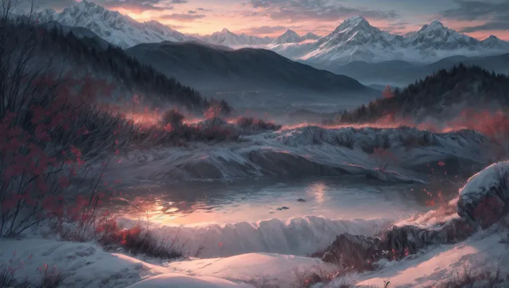 ((masterpiece:1.4,best quality)), cloud, outdoors
(mountains), spring glade, scenery, sky, winter,
(early morning:1.4),morning red, high detail, abundant, 8k, high detail, wallpaper,
<lora:more_details:1.5>, <lora:JW_v2:0.6>