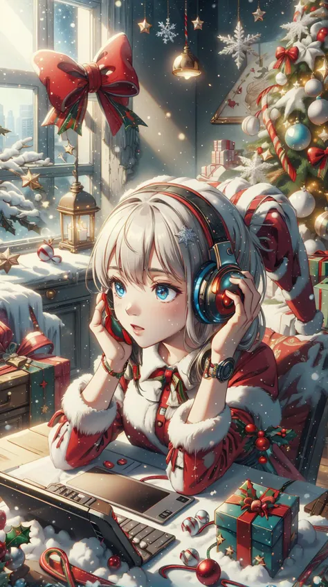 <lora:ChristmasDecorativeStyle:1>ChristmasDecorativeStyle headphones on an empty surface, (Masterpiece:1.3) (best quality:1.2) (high quality:1.1)