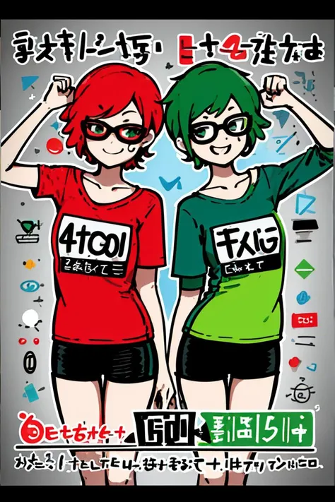 <lora:ATC:0.7> (text, numbers, graphics:1.4), pictograms, emoji, business-card-style, multiple frames,colored, flat colors, flat coloring style,
1girl, red framed glasses, short hair, green hair, raglan sleeves, yoga pants, cute, looking at viewer, action pose, thumbs up, wink,
<lora:Cute flat illustration:0.35> sd mai, flat illustration
(outside, nature:1.1),