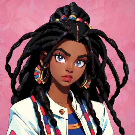 black person with 1990s style beaded dreadlocks