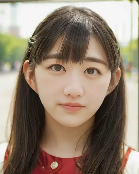 a picture of m0mo15, brunette, realistic, photorealistic, detailed skin, surface scattering, bokeh, skin pores, city streets,wearing a red dress,outdoors, <lora:m0mo15:1>looking at viewer, epiCPhoto