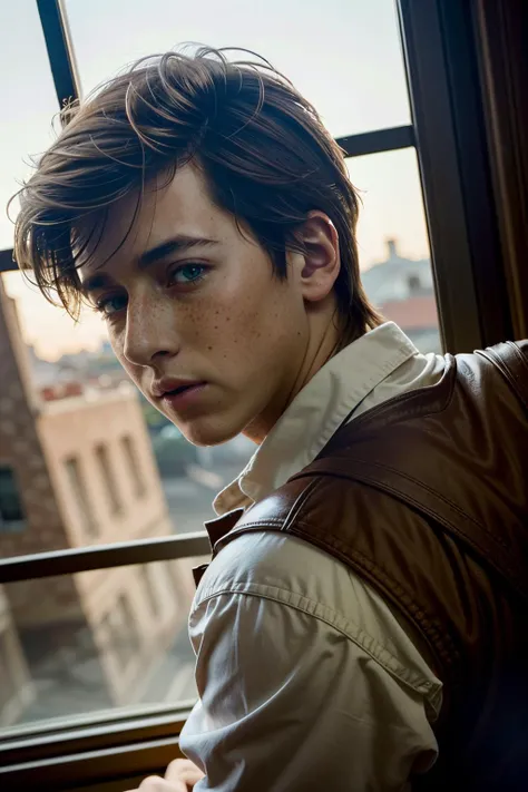 ((ultra detailed, masterpiece, absurdres))
<lora:QuarryMax:0.8>
QuarryMax, 1boy, solo, brown hair, green eyes, freckles, male focus, cowboy shot,