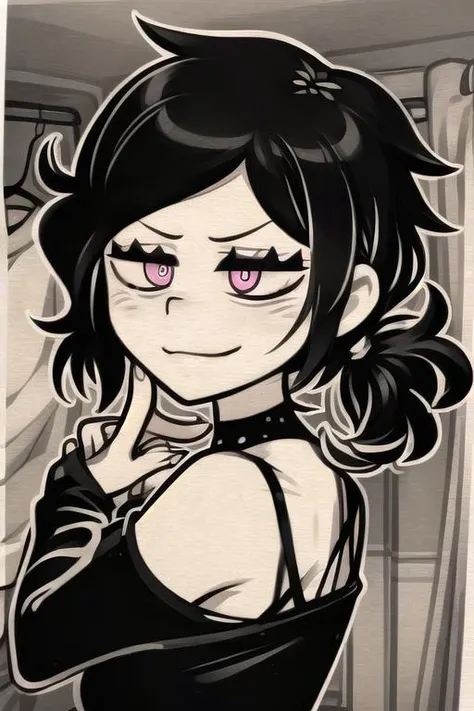 score_9,score_8,score_7,by nemlei,the coffin of andy and leyley,
1girl,ashley graves,black hair,pink eyes,ponytail,medium breasts,messy hair,
black shirt,bra strap,black choker,shorts,boots,long sleeves,black shorts,bare shoulders,collarbone,
expressionless,blush,smile,smug,
kneeling,from above,seiza,
pov,penis,large penis,handjob,foreskin,motion blur on hand,
looking at viewer,
simple background,gradient background,grey background,
<lora:ponyxl-the_coffin_of_andy_and_leyley-style-v03:1>
<lora:ponyxl-all_the_way_to_the_base-concept-v01:1>
<lora:looking_at_viewer:4>