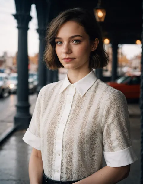 cinematic photo an exquisite portrait photograph, 85mm medium format photo of (((ohwx woman))) with a classic haircut <lora:myers__dh_128_sdxl_v1b:1.05> . 35mm photograph, film, bokeh, professional, 4k, highly detailed