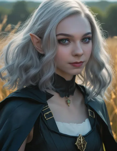 bust shot of ((ohwx woman)) a dark elf witch in field, sunny, highly detailed, d & d, fantasy, highly detailed, digital painting, trending on artstation, concept art, sharp focus, illustration, global illumination, ray tracing, realistic shaded, art by artgerm and greg rutkowski and fuji choko and viktoria gavrilenko and hoang lap <lora:myers_lora_sdxl:0.90>