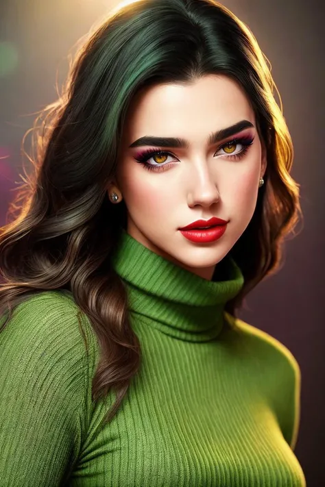 photo of extremely sexy (2ual1pa-130:0.99), a woman as a sexy singer, (closeup portrait:1.2), modelshoot style, (extremely detailed CG unity 8k wallpaper), photo of the most beautiful artwork in the world, professional (photography by Steve McCurry), (green long sleeve turtleneck dress:1.2), (long skirt:1.1), perfect waist, ((crowded arena)), (music concert), (singing on stage:1.2), ((looking at viewer:1.3)), (detailed pupils:1.3), (eyeliner), (painted lips)