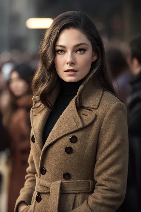 photo of (al3xadaval0s:0.99), a woman as a movie star, modelshoot style, (extremely detailed CG unity 8k wallpaper), photo of the most beautiful artwork in the world, professional majestic oil painting by Ed Blinkey, Atey Ghailan, Studio Ghibli, by Jeremy Mann, Greg Manchess, Antonio Moro, trending on ArtStation, trending on CGSociety, Intricate, High Detail, Sharp focus, dramatic, photorealistic painting art by midjourney and greg rutkowski, (long brown coat), (turtleneck), ((comicon event)), (leather trousers), ((standing on the red carpet)), ((paparazzi in the background)), (looking at viewer), (detailed pupils:1.3), (modern outfit:1.2), (closeup), red lips, (eye shadow)