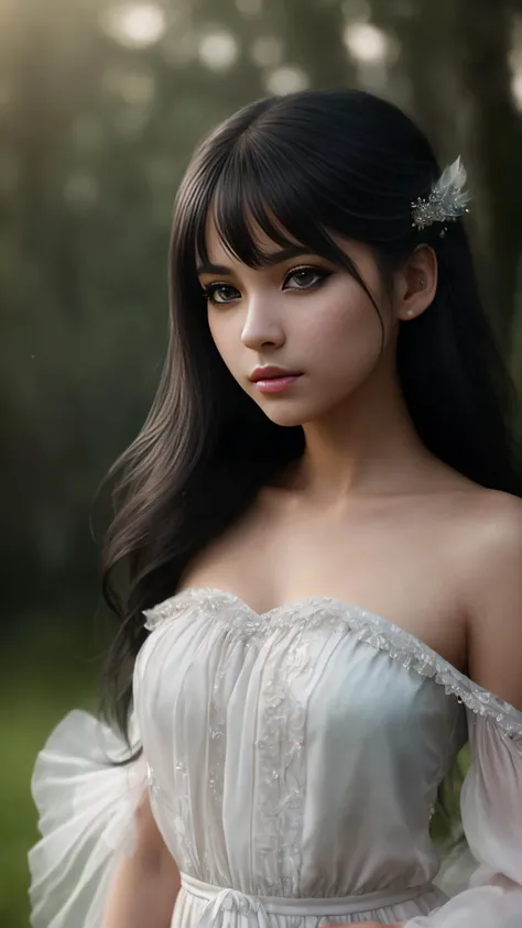 (RAW, analogue, Nikon Z 14mm ultra-wide angle lens, award-winning glamour photograph, ((best quality)), ((masterpiece)), ((realistic)), skin pores, subsurface scattering, radiant light rays, high-res, detailed facial features, high detail, sharp focus, smooth, aesthetic, extremely detailed, (extremely detailed eyes, extremely detailed iris), extremely detailed hair, extremely detailed skin, extremely detailed clothes, octane render, photorealistic, realistic, post-processing, max detail, realistic shadows, roughness, natural skin texture, real life, ultra-realistic, photorealism, photography, 8k UHD, photography, hdr, intricate, elegant, highly detailed, sharp focus, stunning, beautiful, gorgeous), particulate sparkles, glimmer, natural lighting, (face focus:1.1), elegant savagery, volumetric lighting, cumulonimbus clouds, (DMT:1.2), (long gorgeous flowing windswept straight black hair:1.2), of a (full body portrait close up:1.2) of an (extremely delicate and beautiful petite young girl:1.3) standing in an enchanted mystical fantasy fairytale meadow, side view, from side, (sexy enticing cute), cute face, (1girl, flat chest:1.2), (backlight:0.7), delicate, (subject focus, 1girl, solo focus:1.1), daytime, highly detailed beautiful (smug evil sinister:1.06) face, (intimidating eyes, villain:1.04), dappled sunlight, (psychosis, psychedelic acid colors:1.1), (details, luxurious:1.1), (laugh:0.6)