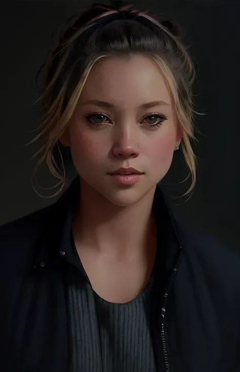 portrait painting of (AmySmart:0.99) in Roaring Twenties New York City, solo, 1girl,, high detail, high quality, Wearing a gray turtleneck sweater under a black blazer., masterpiece, (art by CFStyle:1.3)