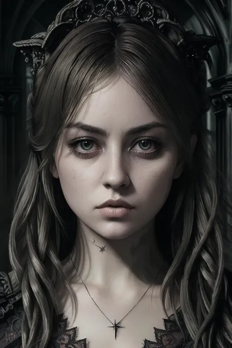 closeup photo of gothic sks woman, Intricate, High Detail, Sharp focus, dramatic, photorealistic painting art by midjourney and greg rutkowski <lyco:creepychan:1>