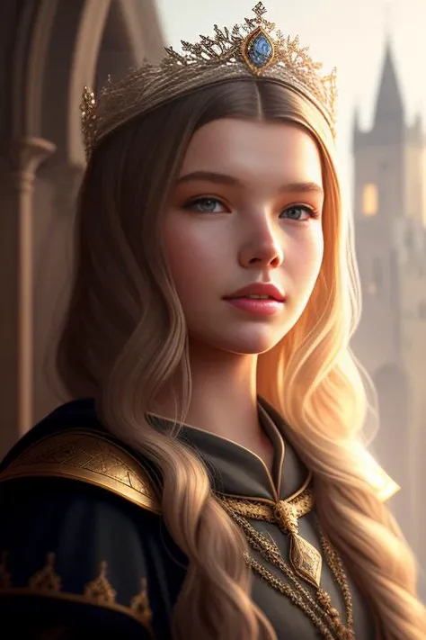 elliethumann-4800 as a medieval princess standing in front of a castle, princess robe, crown, masterpiece, best quality, highest quality, cinematic lighting, (volumetric lighting), extremely detailed CG unity 8k wallpaper, focused, 8k wallpaper, 4k wallpaper, extremely detailed, ultra realistic, photorealistic, sharp focus, absurdres, (HDR:1.2), (high contrast), photograph, detailed and intricate, instagram, portrait, highly detailed, digital painting, artstation, concept art, smooth, sharp focus, illustration, cinematic lighting, Style-Princess,