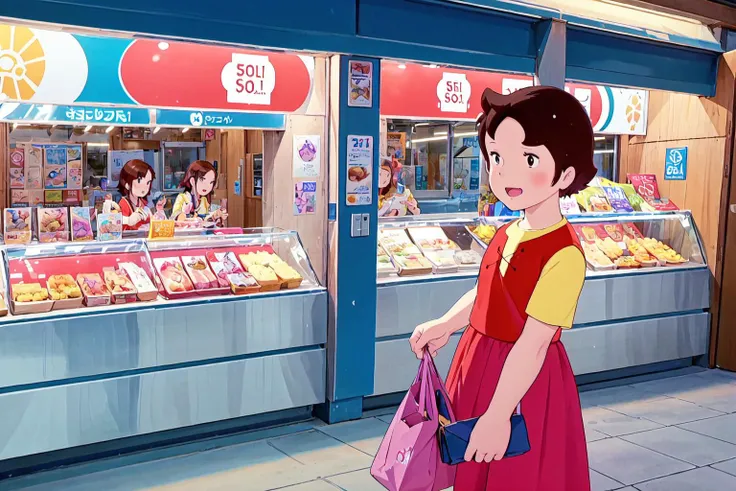 <lora:0 ALPShaiji:1>,haiji,solo,1girl,long skirt,<lora:551_HORAI_SD15_V2:0.6>, horai,scenery,storefront,japan,shop,scenery,food,
