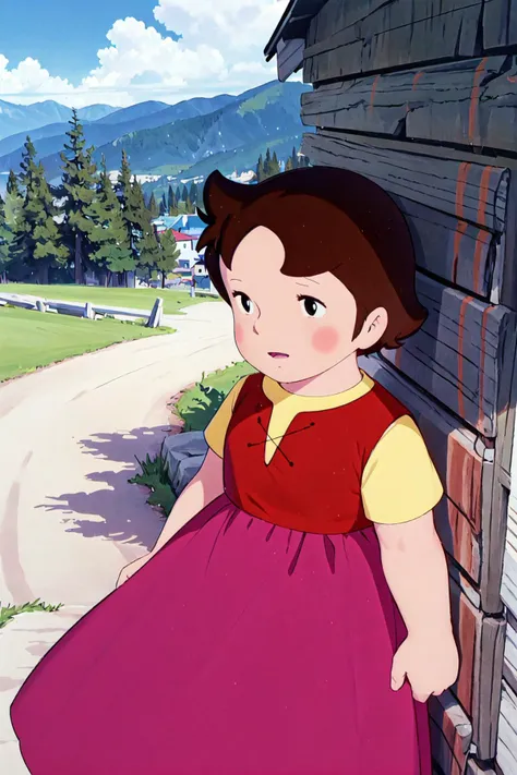 A close up of a cartoon girl standing in front of a building - SeaArt AI