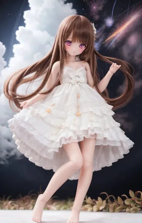 doll, dd, 1girl,starry sky,cloud,naked,tying hair,No shoes,Full body,Intricate and detailed background,Intricate and detailed background <lora:dollStylePhotographyArtSdBjd_dollStandard:0.65>