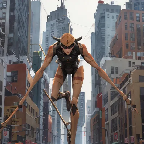<lora:Strider:0.8>strider in downtown new york city chasing down a group of anime girls