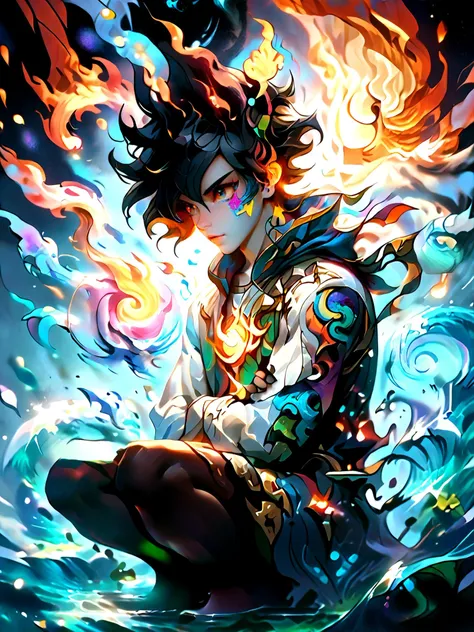 (zPDXL2), source_anime, rating_safe, good_hands, Aether, the Master of All Elements full body, multicolored eyes, elemental aura, shape shifting, combined elements, mastery of elements, fire magic, earth magic, wind magic, water magic, powerful presence, enhanced physical traits, league of legends style, highly detailed, dark aura, DonM34r7h3l3XL, <lora:score9DoraForPony_v20:1>, <lora:SDXLFaeTastic2400:0.4>, <lora:pony_good_hands:1>, <lora:LeagueOfLegendsV4:0.6>, <lora:Dark_Aura_for_Pony:1>, <lora:MJ52:1>, <lora:add-detail-xl:0.4>, <lora:EnvyPonyPrettyEyes01:1>, <lora:DonMM4573r0f3l3XL-pony:1.5>,detailed_background,indoors,crossed arms,looking at another,thighhighs,sitting,1boy,short hair,omori,black thighhighs,sunny \(omori\),black eyes,colored skin,2boys,squatting,highres,blackwh01396023,black hair,white skin,omori \(omori\),multiple boys