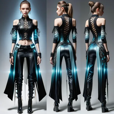 hyper detailed masterpiece, dynamic, awesome quality,DonMT3chW0rldXL tailored lower body clothing, levitating plating,   slim fit, empire waist, ombre wash,,lace-up back,,slit details,,waistband  <lora:DonMT3chW0rldXL-000009:1>