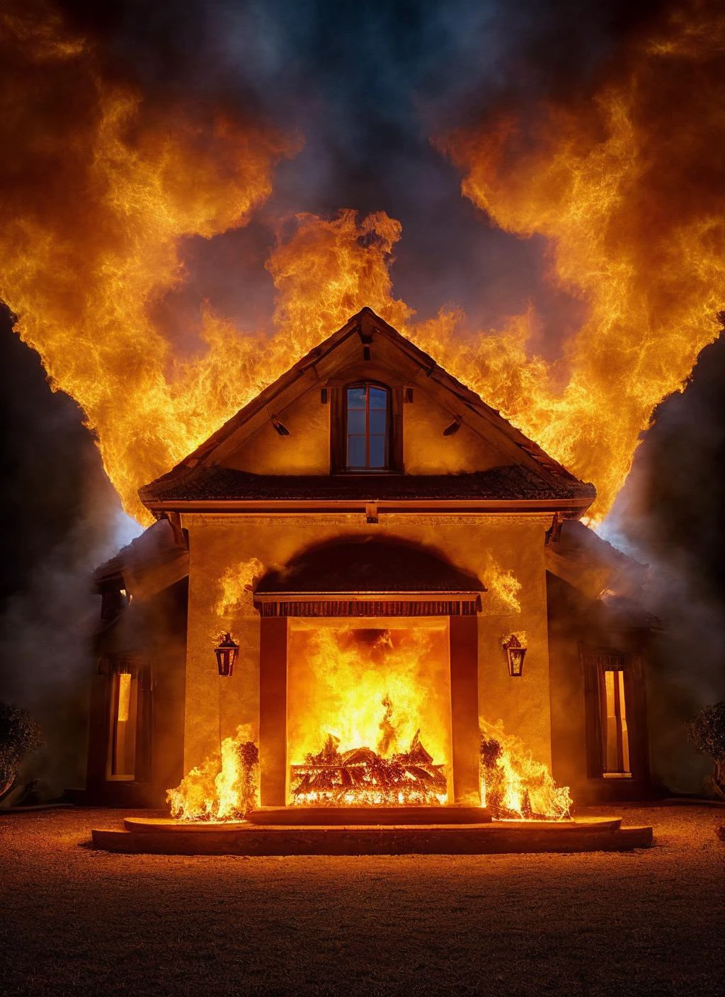 flmngprsn flames, epic burning house, villa, burning, epic (photo, studio lighting, hard light, sony a7, 50 mm, hyperrealistic, big depth of field, mate skin, pores, wrinkles, concept art, colors, hyperdetailed, hyperrealistic) <lora:locon_flmngprsn_v1_from_v1_64_32:0.7>