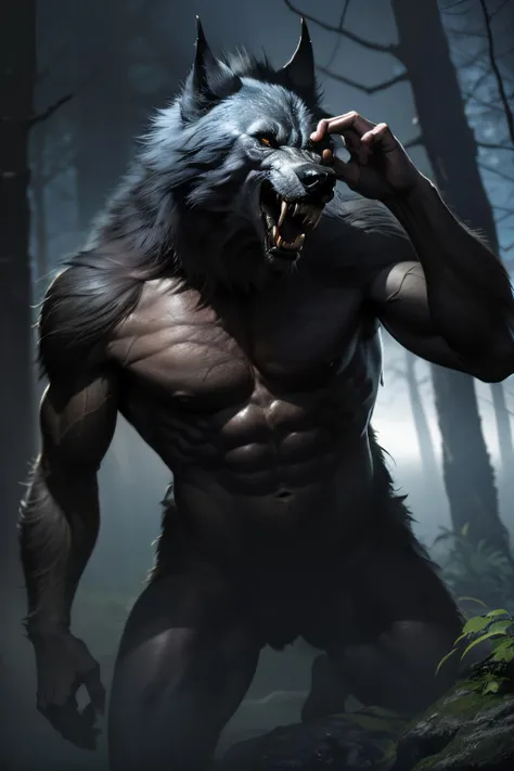EdobWerewolf (Realistic:1.5) abs, sharp teeth, nature, teeth, sharp teeth, sword, fog, outdoors, no humans, sword, plant, holding <lora:EdobWerewolf_v1.0:0.8>