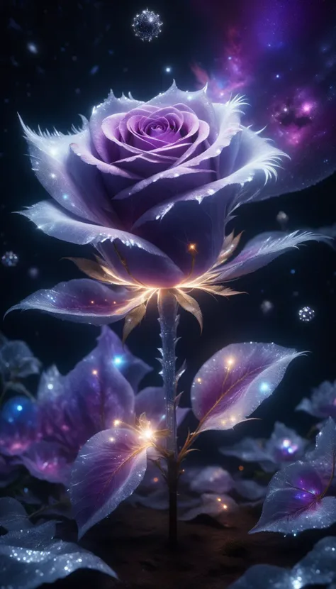 ral-exposure,<lora:ral-exposure:1>,
a (frozen:1.1) cosmic rose,made out of nebulae,the petals glitter with a crystalline shimmer,swirling nebulas,8k unreal engine photorealism,ethereal lighting,purple,nighttime,darkness,surreal art,