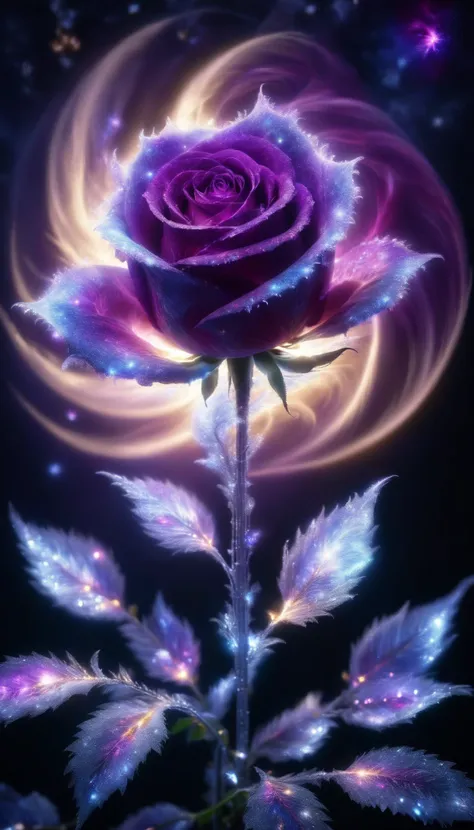 ral-exposure,<lora:ral-exposure:1>,
a (frozen:1.1) cosmic rose,made up of nebulae,the petals glitter with a crystalline shimmer,swirling nebulas,8k unreal engine photorealism,ethereal lighting,purple,nighttime,darkness,surreal art,