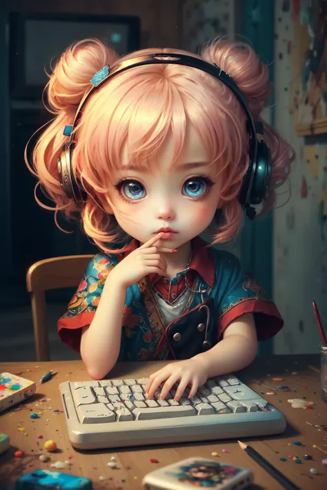 computer, keyboard,Chibi,real,art, 
yang08k, photography, beautiful,  colorful,realistic,
masterpieces, top quality, best quality, official art, beautiful and aesthetic,
<lora:yang08k:0.7>