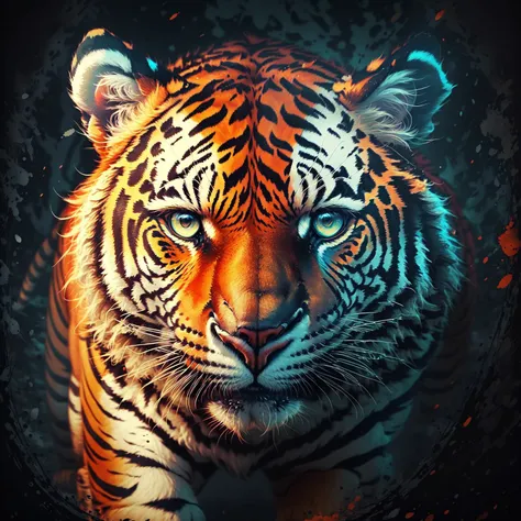 a tiger, colorful,
yang08k, photography, beautiful, black background,
masterpieces, top quality, best quality, official art, beautiful and aesthetic, realistic,
<lora:yang08k:0.7>