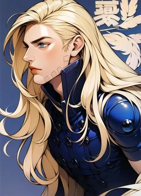 weibozh, solo, gyrojojo,  1boy,  blonde hair, long hair,  <lora:weibozh:0.86>    <lora:gyro-000003:1>