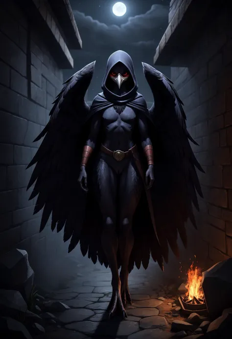 score_9, score_8_up, score_7_up, score_6_up, source_furry, rating_explicit, Female, cute, tall, slender, thin, slim, avian, anthro, avian character, one woman, bird, dark bird, dark body, ashen body, ashen feathers, fully dark feathers, black feathers hair, long black feathers cape, mantle of feathers, dark feather mantle, dark feather cape, shadow aura, mysterious, veiled, hidden face, hidden body, crow feathers, severe, mysterious background, night, dark feathers, <lora:Concept Art Twilight Style SDXL_LoRA_Pony Diffusion V6 XL:0.6>