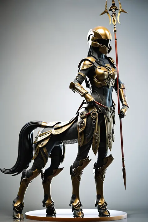 score_9, score_8_up, score_7_up, best quality, masterpiece, source_anime,
<lora:jijia-pony-Tanger-000006:0.8>,jijia, 3d, CG, weapon, solo, 1girl, polearm, armor, holding, helmet, holding weapon, black hair, spear, holding polearm, standing, full body, tail,a statue of a woman standing on a horse,a man in a fantasy costume standing on a horse