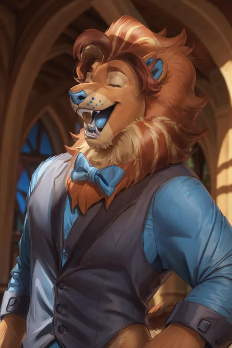 solo, male focus, lloydip, lion, blue eyes, blue nose, blue tongue, mane, sitting, looking at viewer, smile, , teeth, detailed bedroom background, sunlight, masterpiece, intricate, ((detailed face, detailed eyes)), (by fluffydisk42), erection, thick cock, 8k, hi res, best quality, masculine, muscle, HD, 5 fingers, full body, looking_at_viewer, Ultra detailed eyes, Ultra detailed body, Ultra detailed face, Ultra detailed cock, Ultra detailed balls, Ultra highest quality, hyper realisitc,