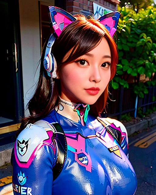 (8k, RAW photo, best quality, masterpiece:1.2), (realistic, photo-realistic:1.37), ((deeva \(overwatch 1 version\), d.va /(overwatch 1/))), 1girl, (aegyo sal:1), (whole body blue bodysuit:1.2), (white latex legwear:1.2), cat ear headphones, portrait, cute, slim,