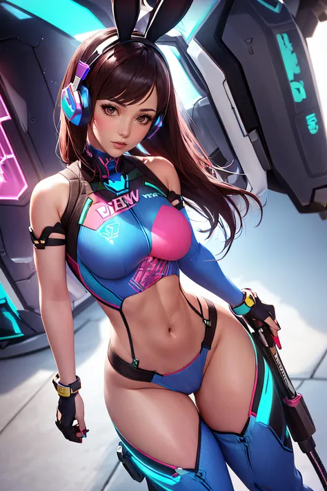 Jogo Overwatch2, personagem DVA, , deita na cama ,OVERWATCH2 dva , lingerie