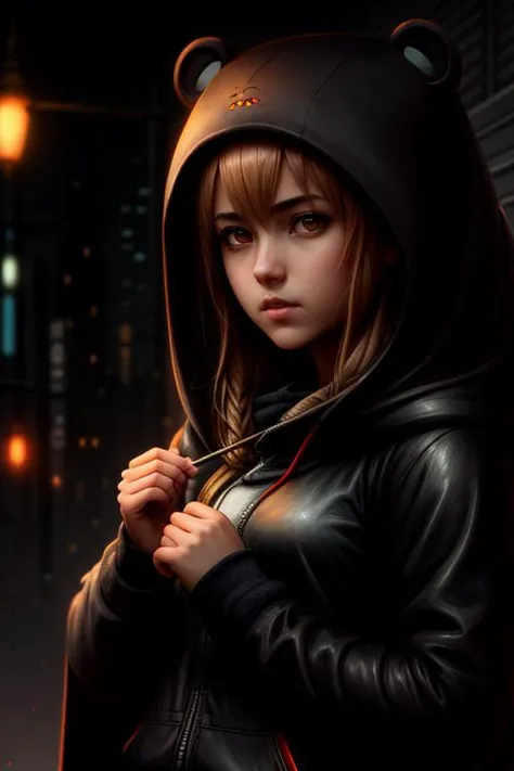 (dark theme:0.6), a girl , umaru doma, in hood
, (hdr:1.22), muted colors, complex background, hyperdetailed, art [[by jordan grimmer]]